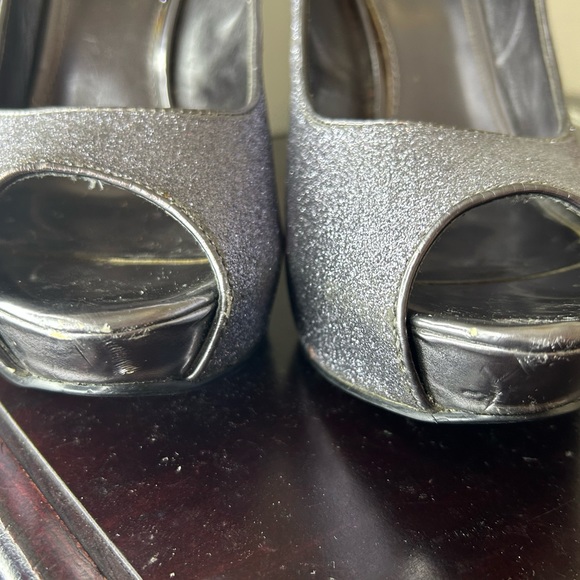 Metallic silver  open toe high heels 9 - Picture 6 of 7